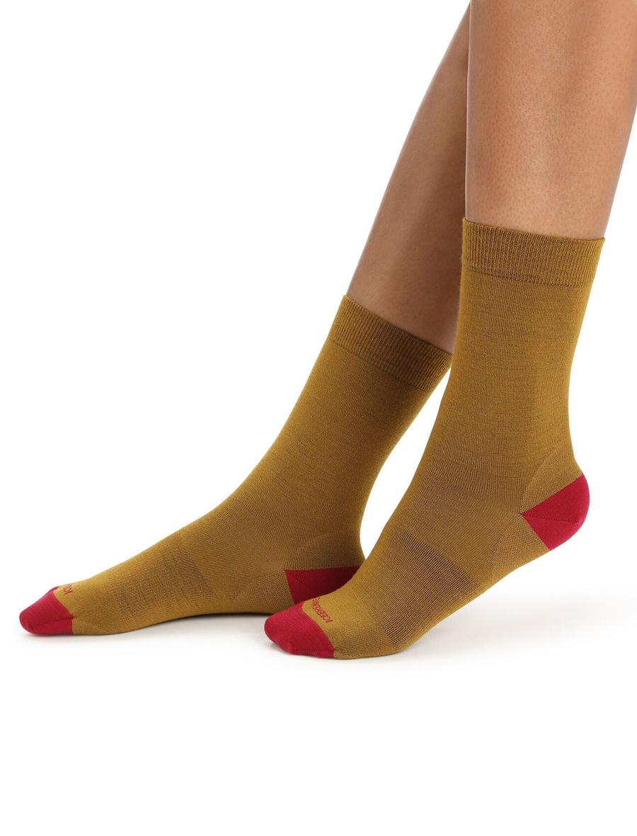 Women's Icebreaker Merino Lifestyle Fine Gauge Crew Socks Clove / Cherry | CA 1512SGLO